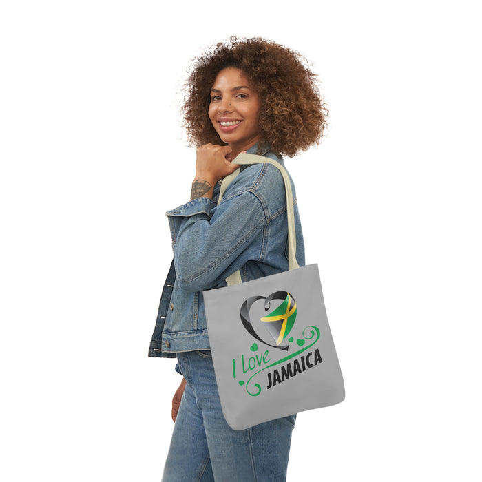 I Love Jamaica Canvas Tote Bag, 5-Color Straps