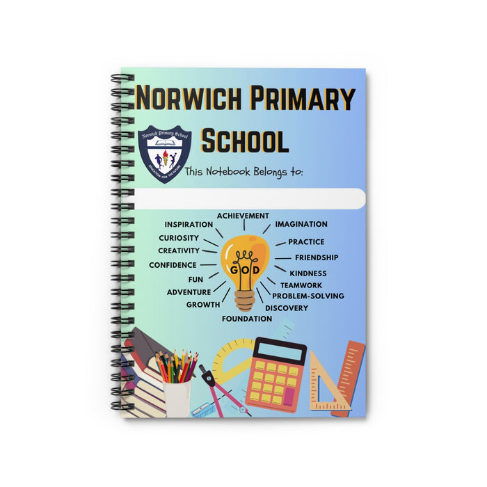 Norwich Blue Spiral Notebook - Ruled Line With Words