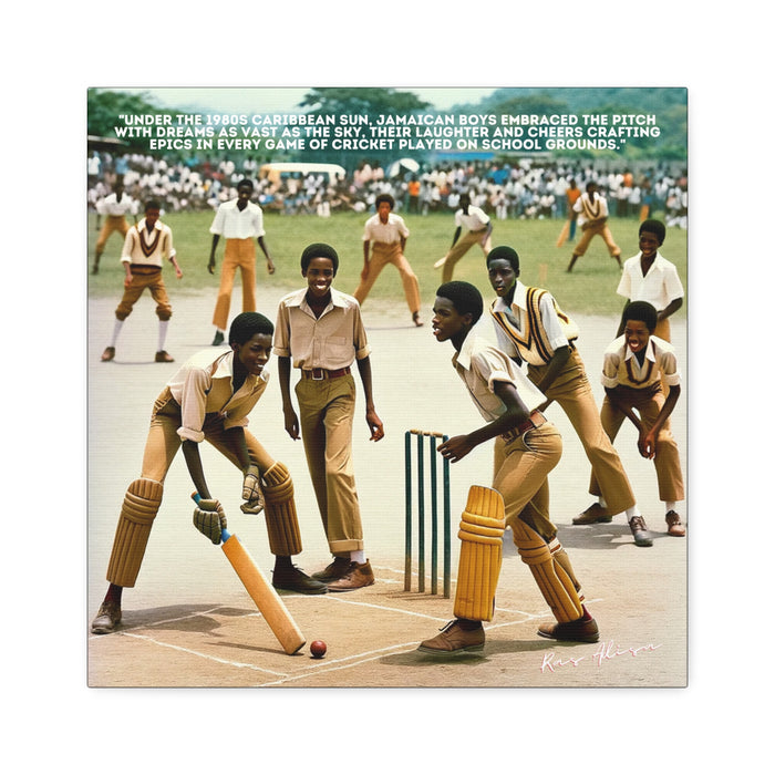 Rural Jamaican Boys Playing Cricket in the 1970s Polyester Canvas