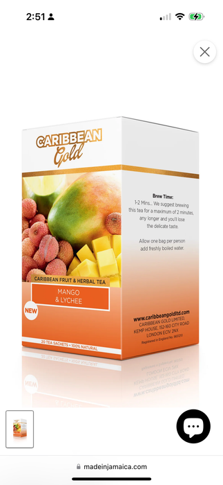 Caribbean gold mango lychee fruit tea 