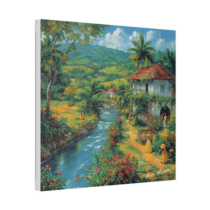 Rural Jamaica Folk Art Riverfront 1900s Polyester Canvas