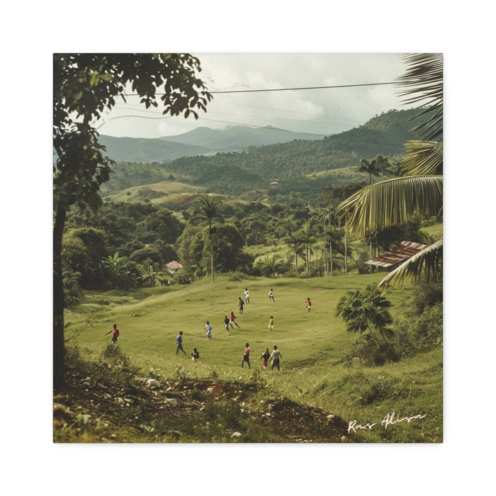 Rural Jamaica Folk Art Children Playing 1900s Polyester Canvas