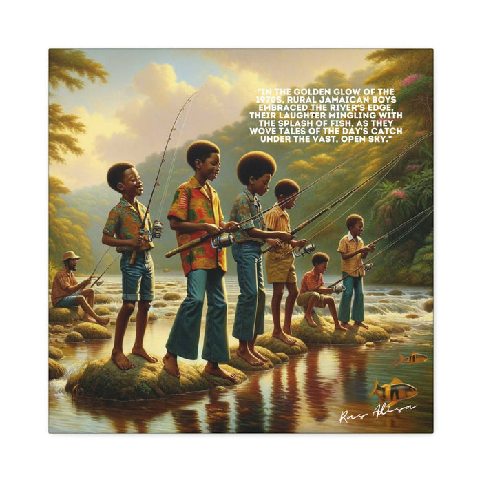 Jamaican Boys Fishing in the 1970s #2 Polyester Canvas