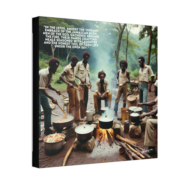 Rural Jamaican Men Cooking Outside in the 1970s Polyester Canvas