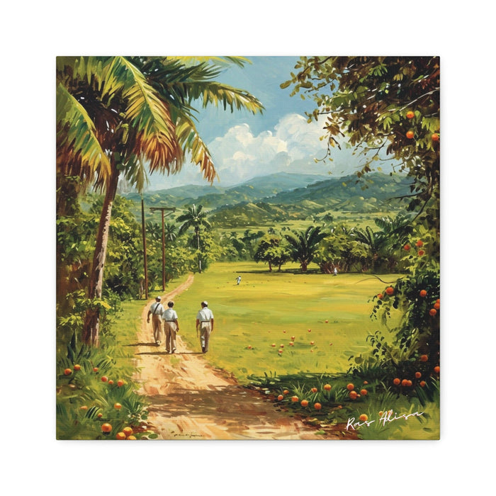 Rural Jamaica Folk Art Men Walking 1900s Polyester Canvas