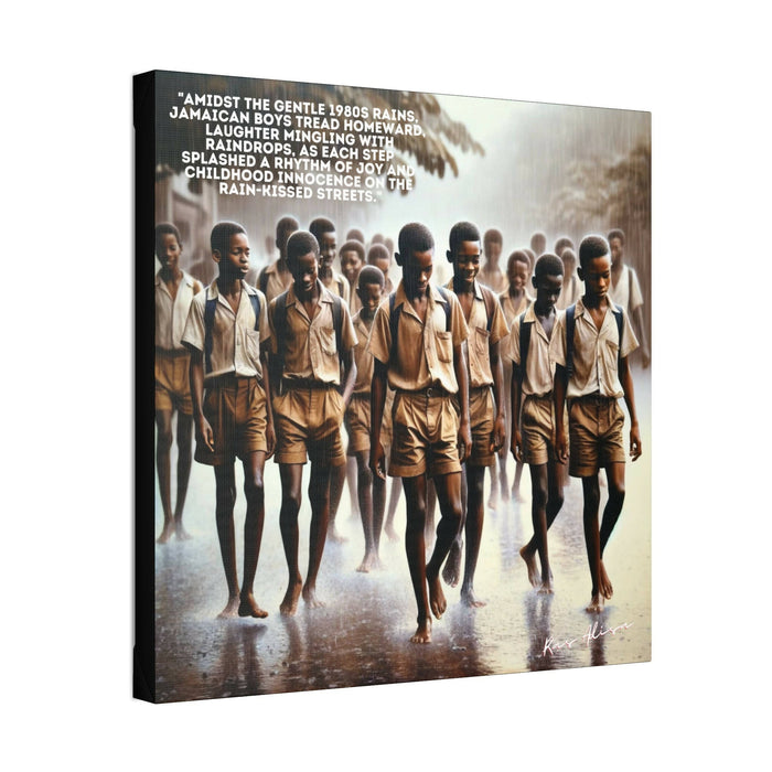 Rural Jamaican Boys Walking in the Rain in the 1970s Polyester Canvas