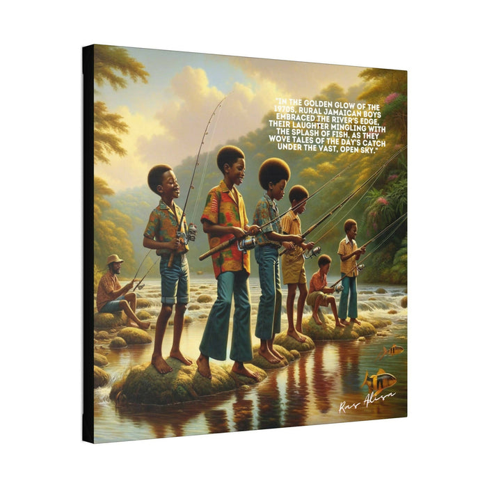 Jamaican Boys Fishing in the 1970s #2 Polyester Canvas