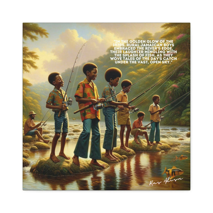 Jamaican Boys Fishing in the 1970s #2 Polyester Canvas