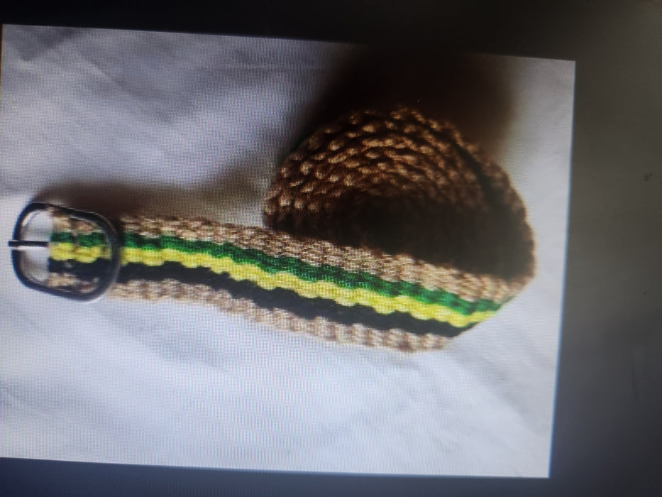 Hemp Belt with Black, Green, and Yellow Stripes jamaican