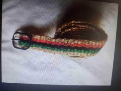 Hemp Belt with Red, Black, and Green Stripes Marcus Garvey