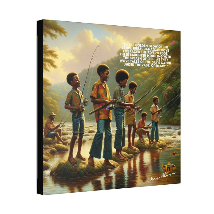 Jamaican Boys Fishing in the 1970s #2 Polyester Canvas