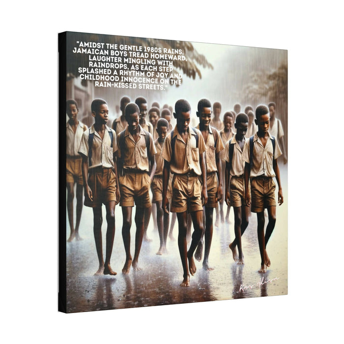 Rural Jamaican Boys Walking in the Rain in the 1970s Polyester Canvas