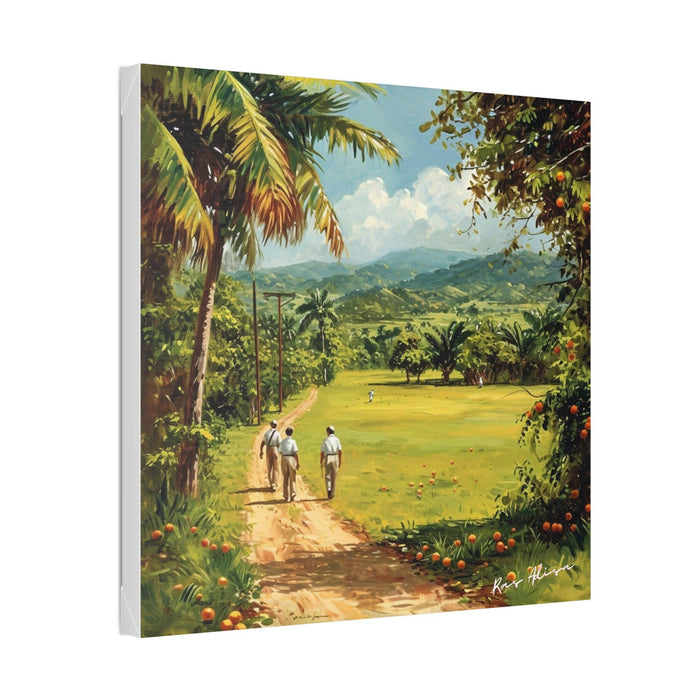 Rural Jamaica Folk Art Men Walking 1900s Polyester Canvas