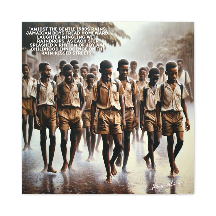 Rural Jamaican Boys Walking in the Rain in the 1970s Polyester Canvas