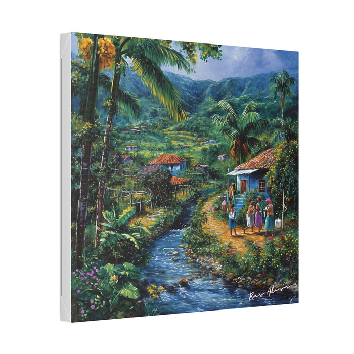 Rural Jamaica Folk Art Riverside Walkers 1900s Polyester Canvas