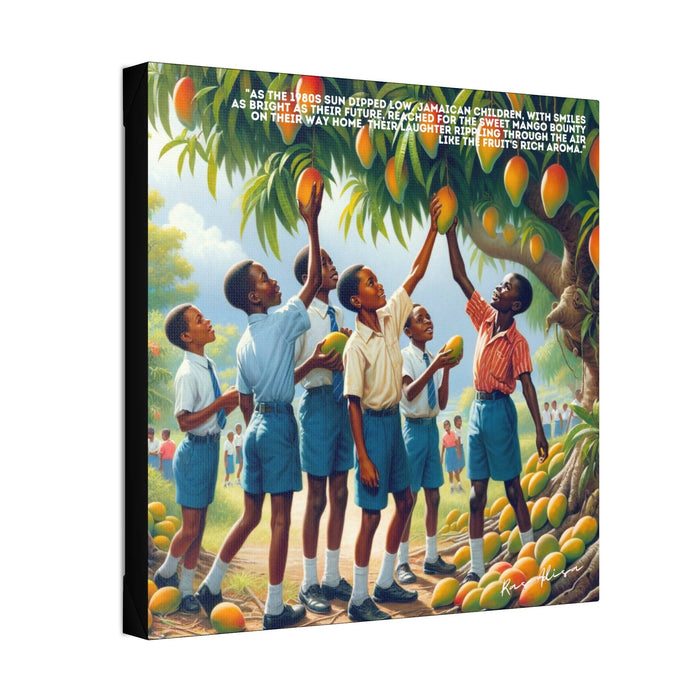 Rural Jamaican Schoolboys Picking Mango in the 1980s Polyester Canvas