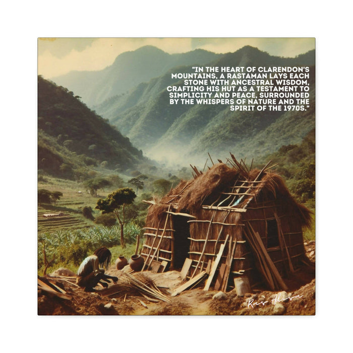 Rastafarian Building a Hut in Rural Jamaica in the 1970s Polyester Canvas