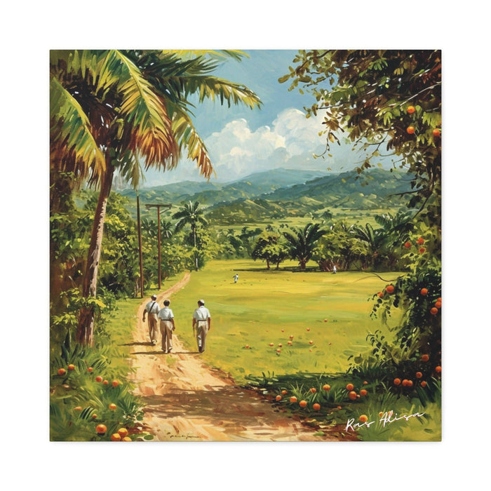 Rural Jamaica Folk Art Men Walking 1900s Polyester Canvas