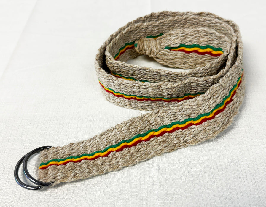 Rasta Hemp Belt with Red, Gold, and Green Stripes