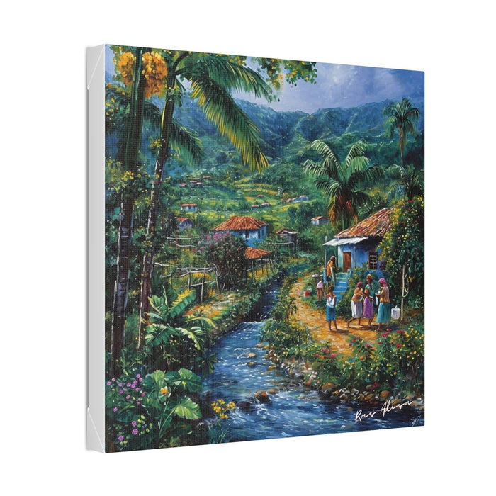 Rural Jamaica Folk Art Riverside Walkers 1900s Polyester Canvas