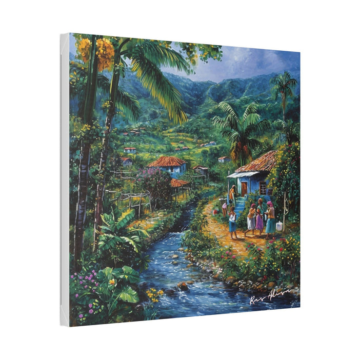 Rural Jamaica Folk Art Riverside Walkers 1900s Polyester Canvas