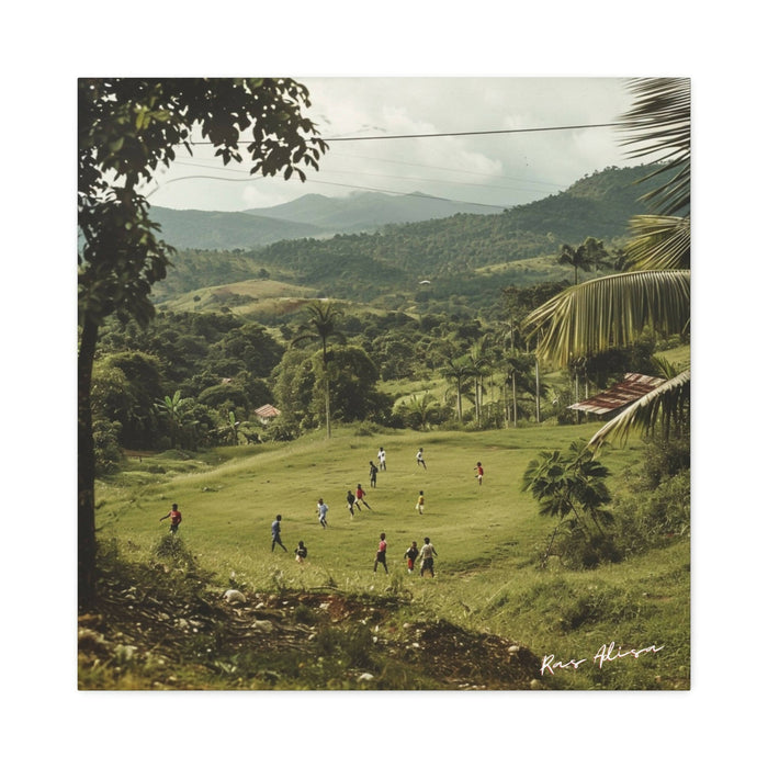 Rural Jamaica Folk Art Children Playing 1900s Polyester Canvas