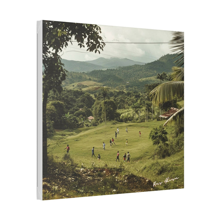 Rural Jamaica Folk Art Children Playing 1900s Polyester Canvas