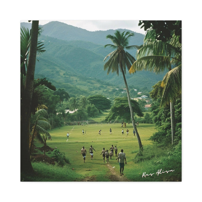 Rural Jamaica Folk Art Adults on Field 1900s Polyester Canvas