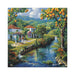  Rural Jamaica Folk Art River & Fruit Trees 1900s Polyester Canvas