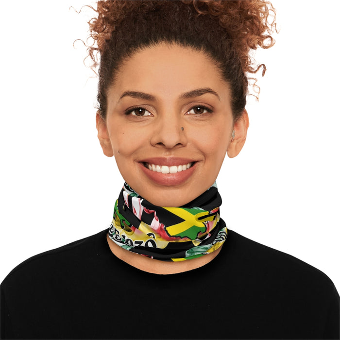 Winter Black Neck Gaiter With Drawstring (Rastafari)