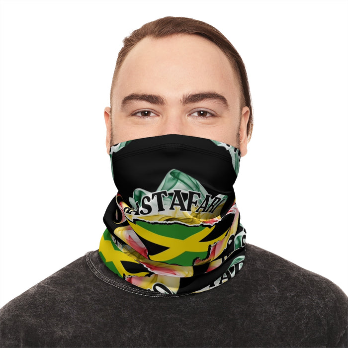 Winter Black Neck Gaiter With Drawstring (Rastafari)