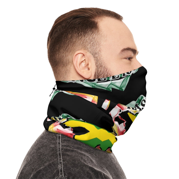 Winter Black Neck Gaiter With Drawstring (Rastafari)