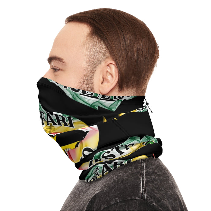 Winter Black Neck Gaiter With Drawstring (Rastafari)