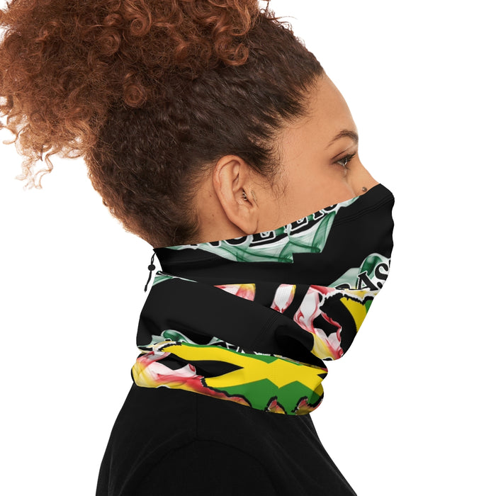 Winter Black Neck Gaiter With Drawstring (Rastafari)