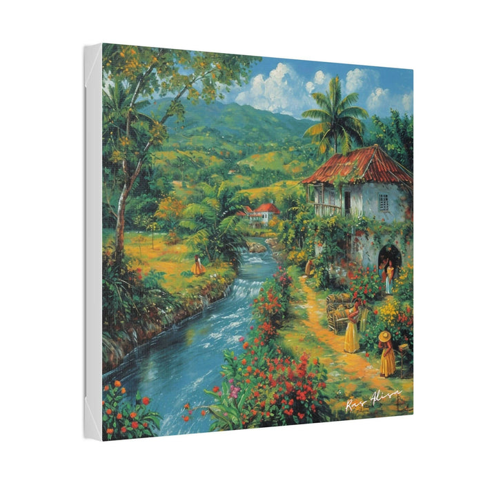 Rural Jamaica Folk Art Riverfront 1900s Polyester Canvas