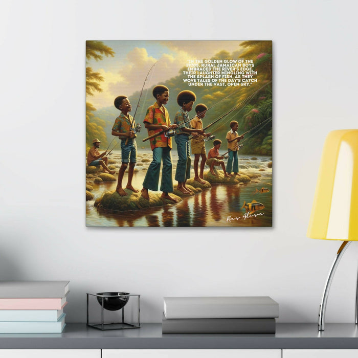 Jamaican Boys Fishing in the 1970s #2 Polyester Canvas