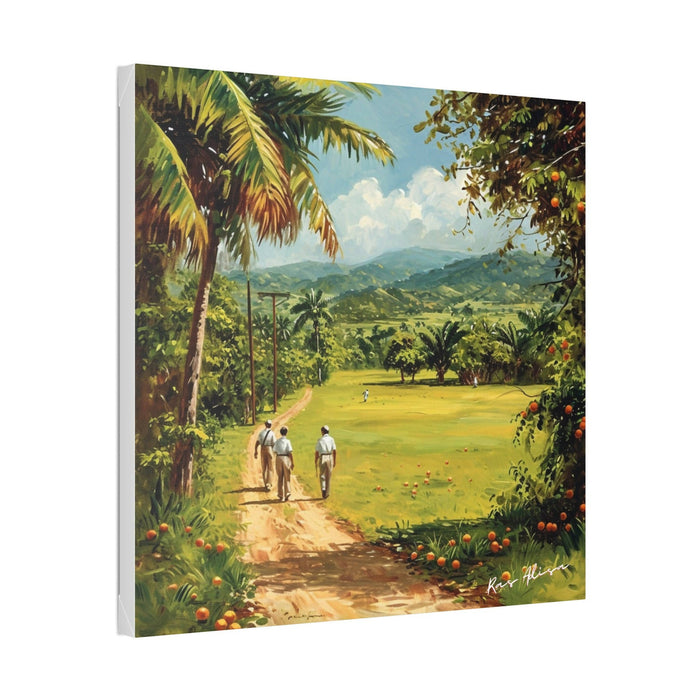 Rural Jamaica Folk Art Men Walking 1900s Polyester Canvas